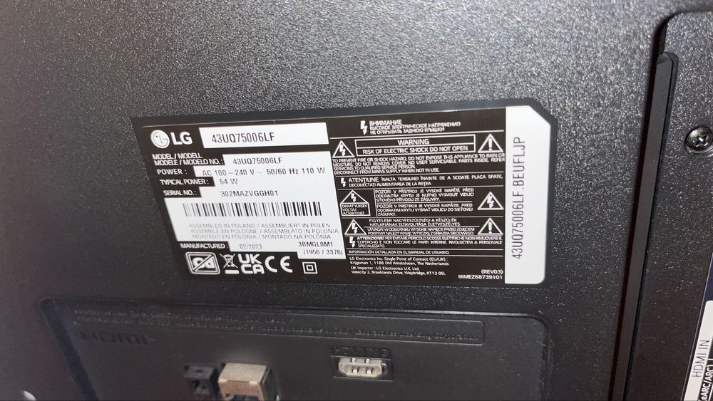 TV LG 43UQ75006LF
