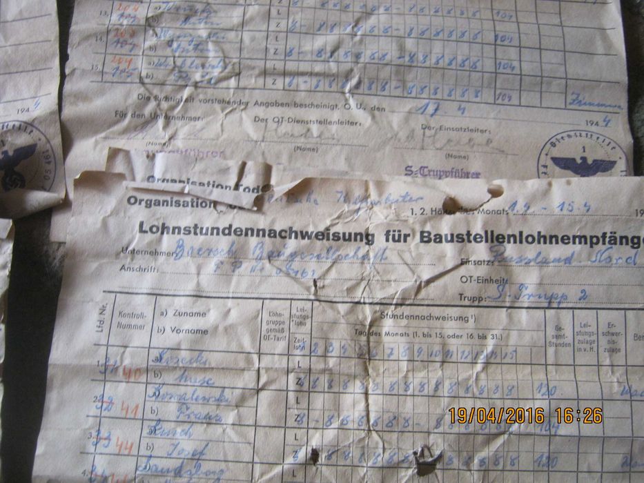 NIEMIECKIE dokumenty  z 1944