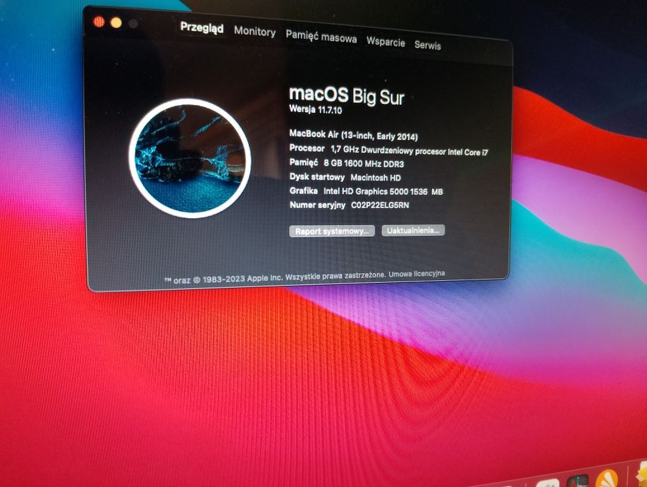 MacBook Air 13, Intel Core i7, 8 GB RAM, SSD