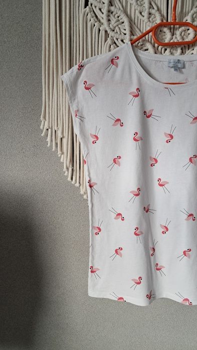 Reserved biały t-shirt we flamingi XS/34