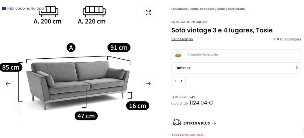 Sofá La Redoute 3 Lugares