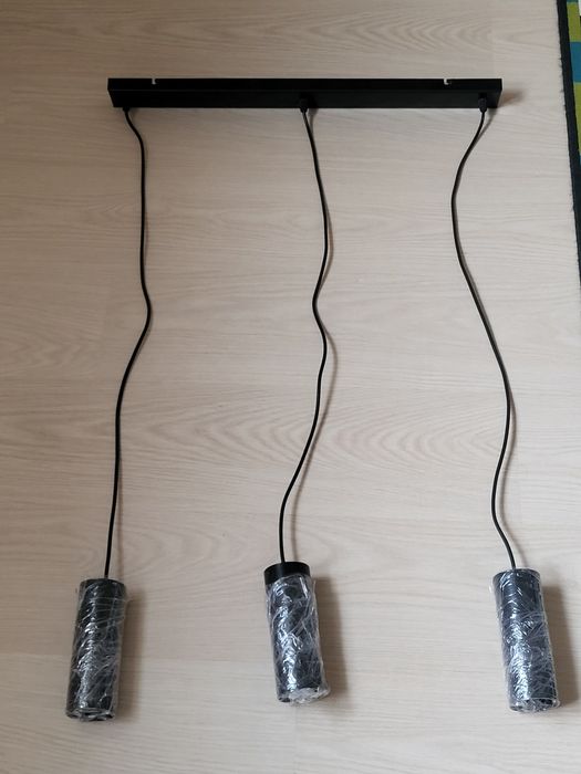 Lampa wisząca czarna, 3 tuby