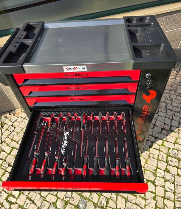 Carrinho de ferramentas Kraft Muller 7 gavetas 6 cheias Promoção