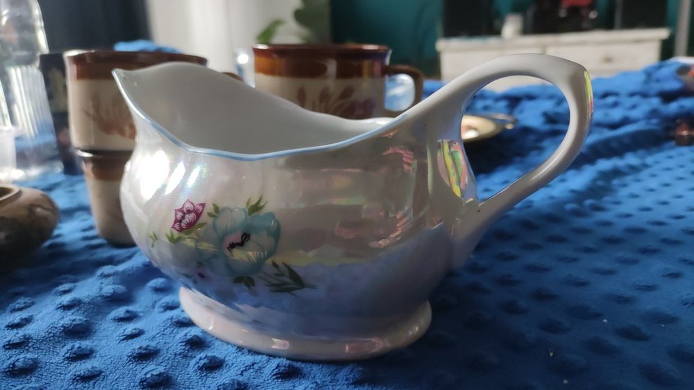 Sosierka PRL perłowa unikat 500 ml ozdobna porcelana