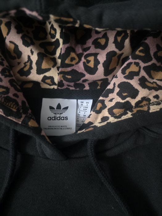 Bluza Adidas Originals Plus Cropped Hoodie With Leopard Print Stripes