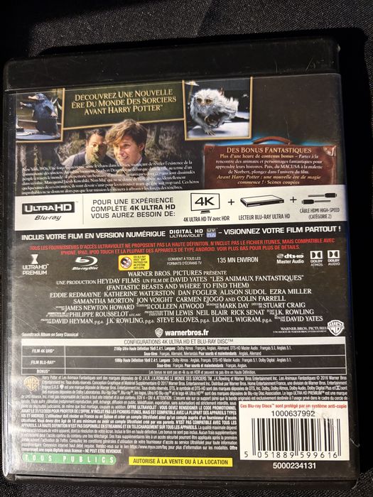 Fantastic beasts and where to find them 4K e Blu ray