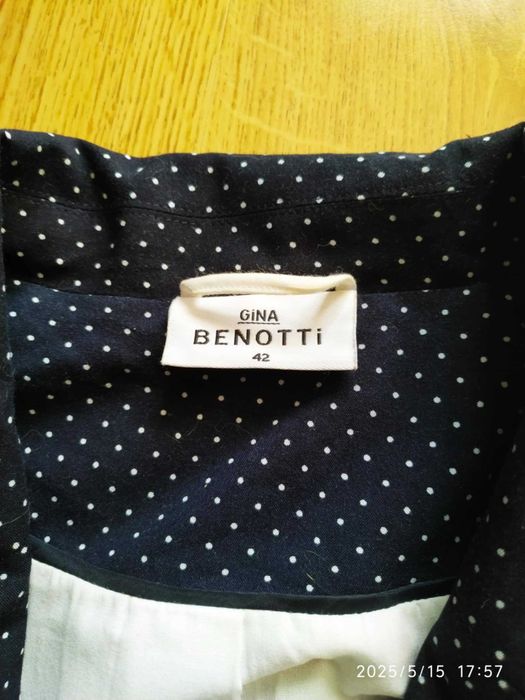 Granatowy żakiet w kropki Benotti 42 XL