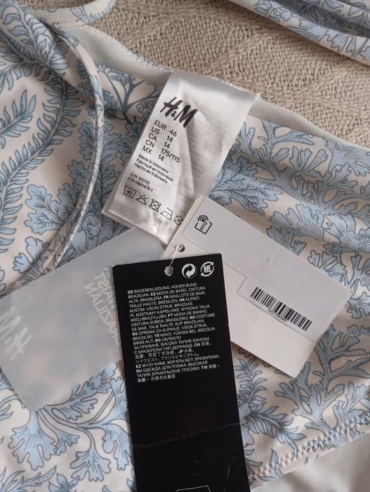 H&M 46r niesamowity NOWY strój kąpielowy  niebieski w kwiaty