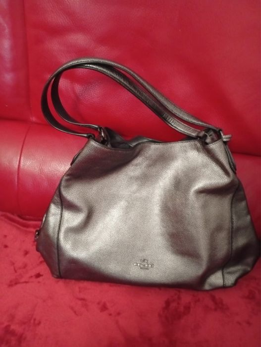 hobo/shoulder bag em pele metalizada