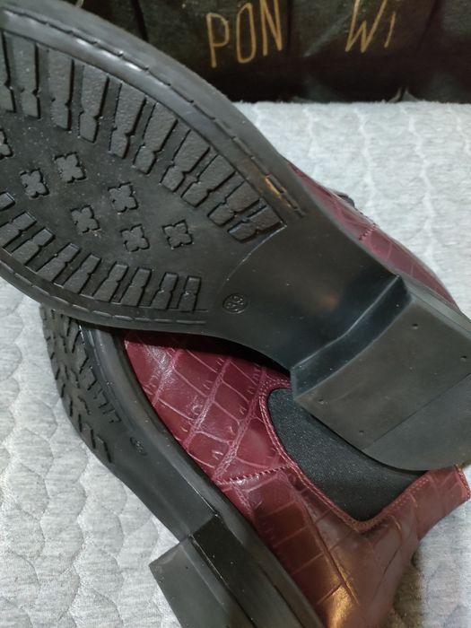 Bordowe damskie botki