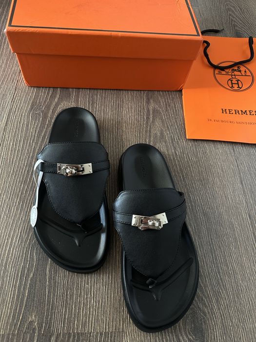 Тапки Hermes шкіряні