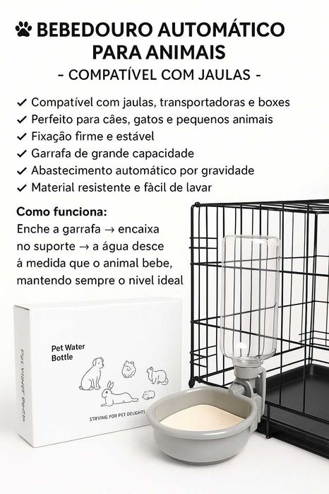 Bebedouro Automático para Animais – Compatível com Jaulas