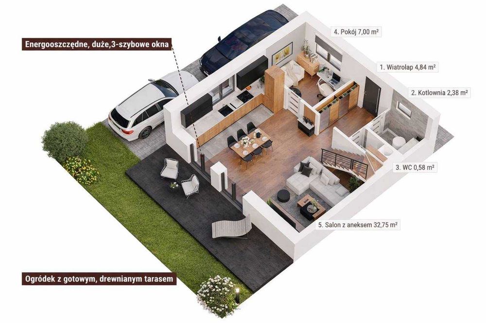 Dom dla rodziny pod Krakowem | 91 m² | 2 miejsca parkingowe