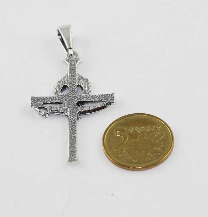 SREBRNY Krzyżyk Patriotyczny Orzeł BÓG HONOR OJCZYZNA SREBRO p. 925