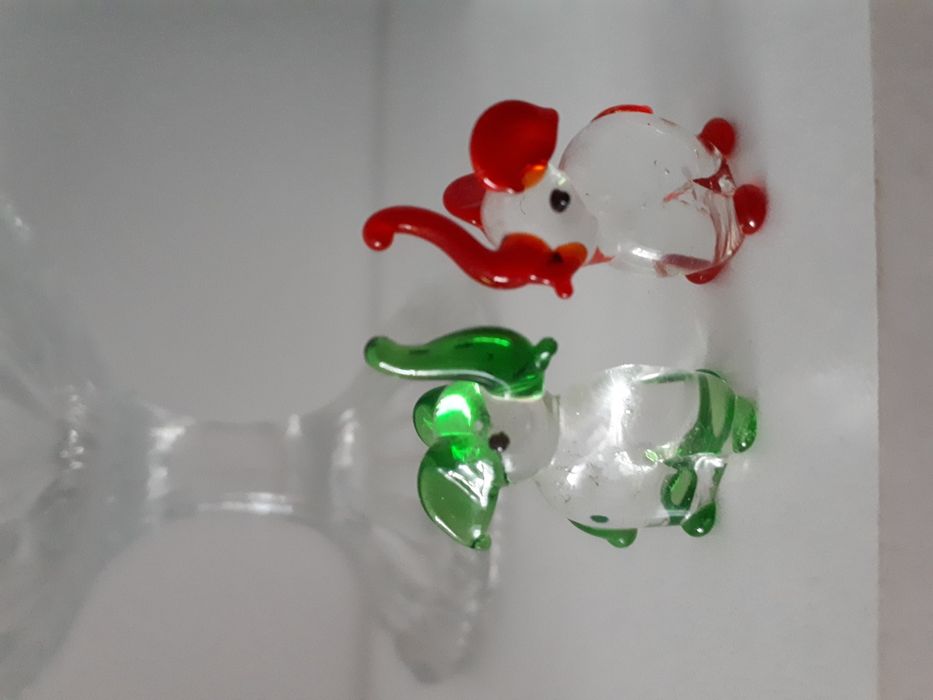 2 mini słoniki szklane