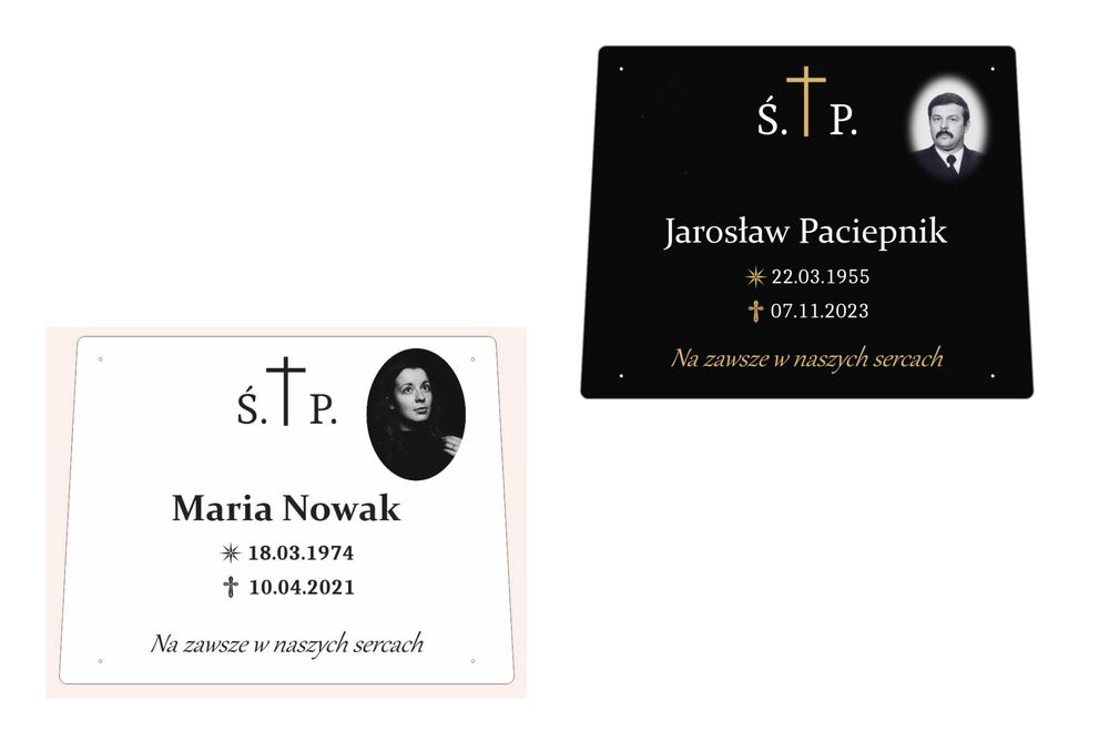 Nagrobek plastikowy, tani pomnik nagrobek Memento KOLORY WYSYŁKA