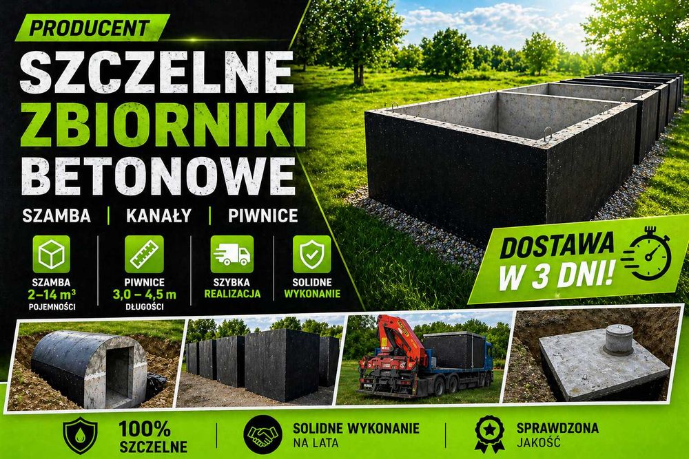 piwnica do ogrodu PIWNICE betonowe ziemianka SZAMBO SZAMBA zbiorniki producent kanał kanały