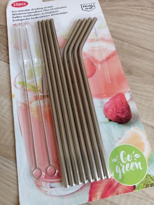 Słomki - stal nierdzewna - 8 sztuk/2 komplety! Nowe.