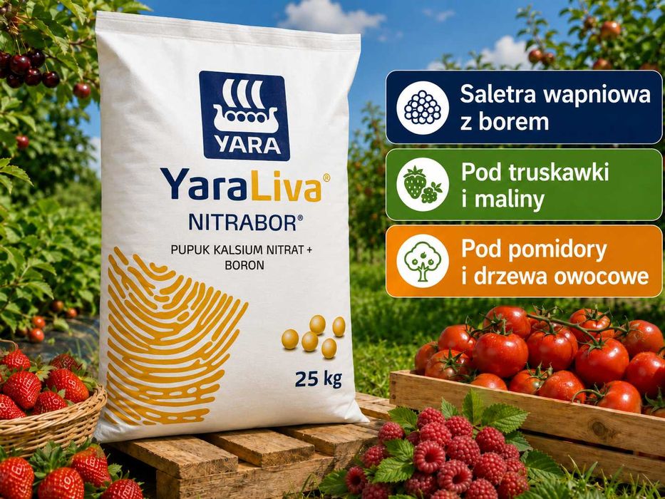 Nawóz YaraLiva Nitrabor 25 kg | Saletra Wapniowa z Borem | Nawóz pod truskawki | Nawóz pod maliny | nawóz pod wiśnie | nawóz pod jabłonie, pomidory