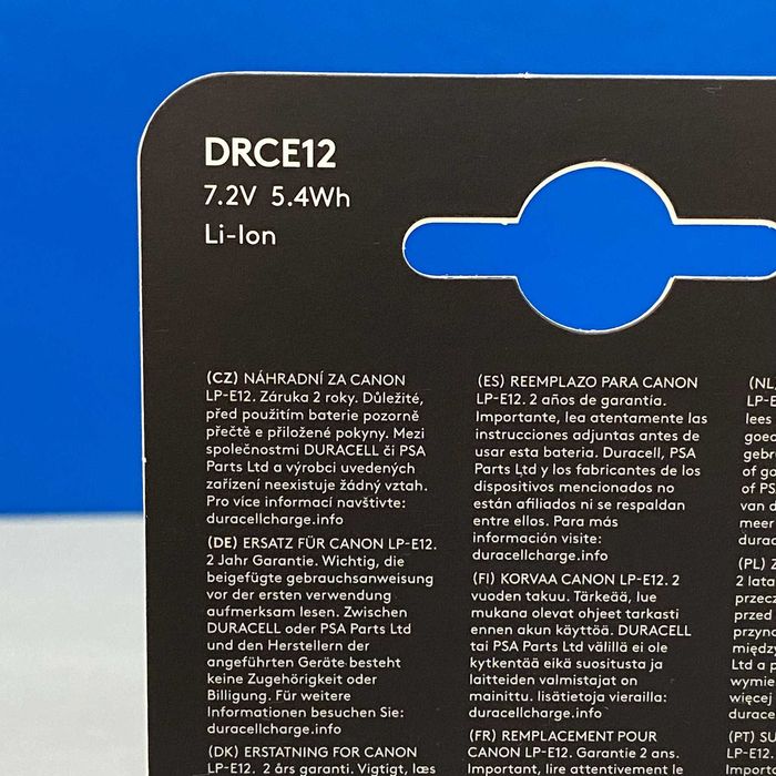 Bateria Duracell - Canon LP-E12 (100D/ EOS M/ M2/ M50/ M100)