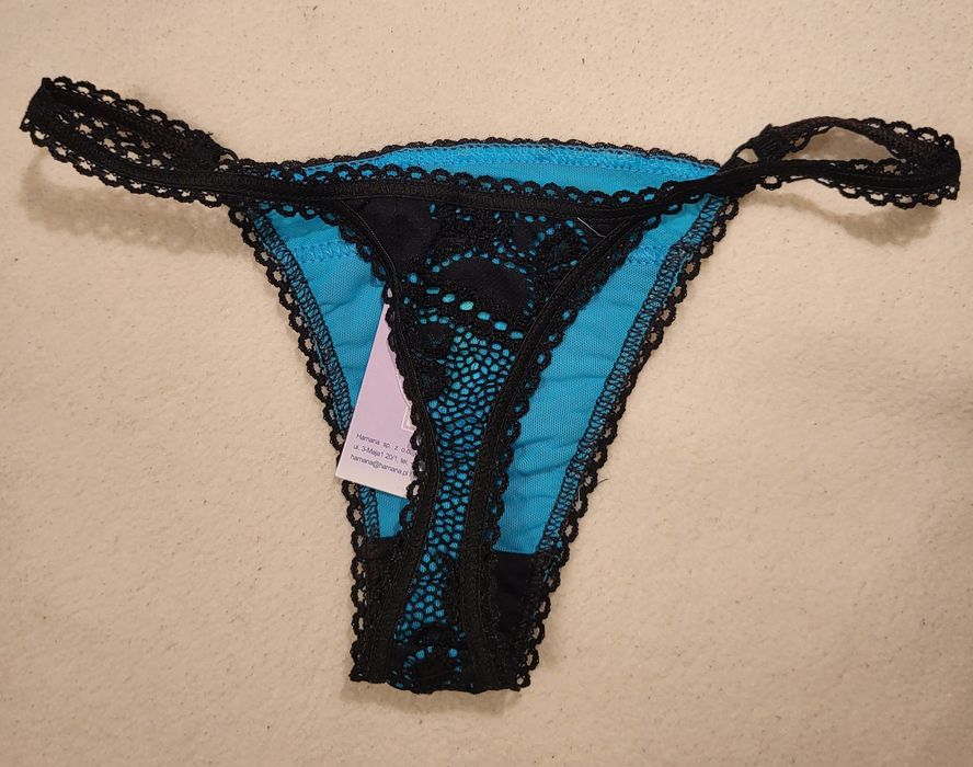 Stringi turkusowo-czarne rozm. S