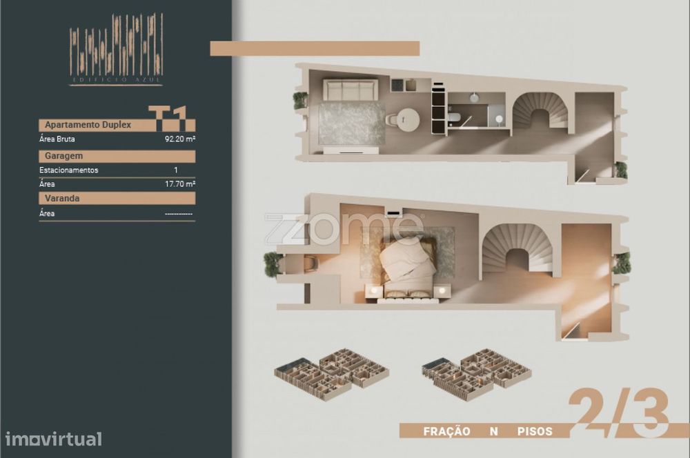 Apartamento T1 Duplex no Edifício Azul