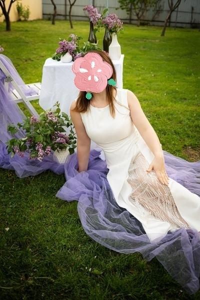 Ошатна/весільна біла сукня макси з мереживною вставкою розмір 48 L