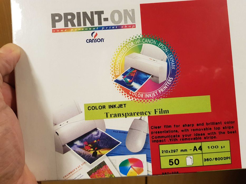 Acetatos para impressora.