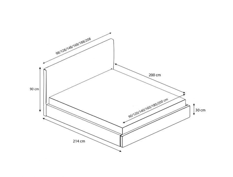 Łóżko tapicerowane FARRO z pojemnikiem i stelażem 120/140/160/180x200