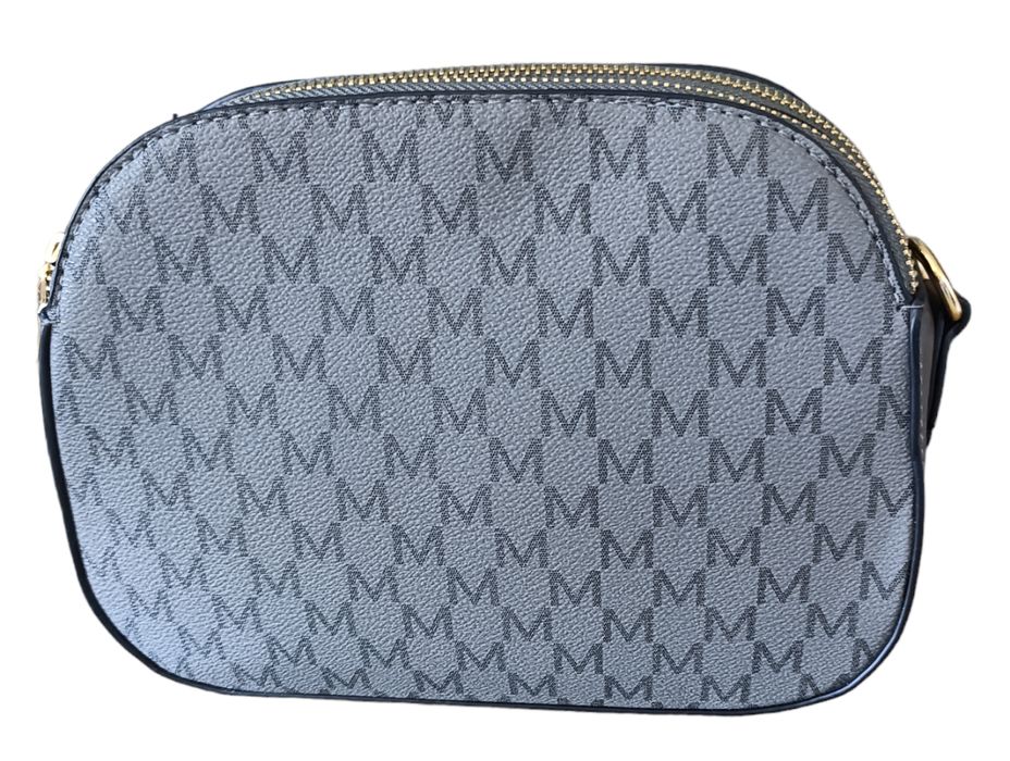 Szara Torebka Damska Na Ramię - Listonoszka Miejska z Złotymi Okuciami