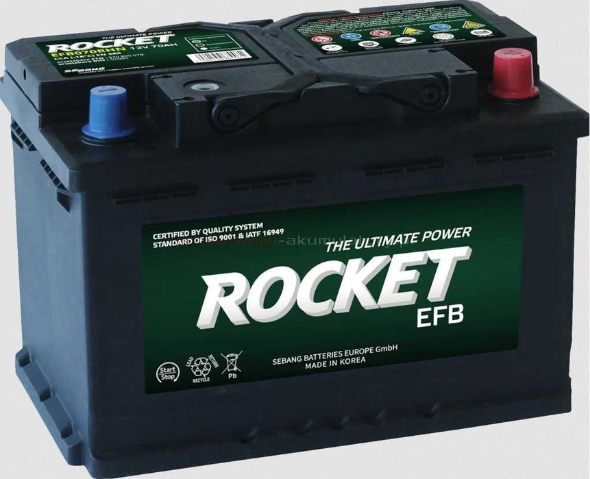 Akumulator Rocket EFB 12V 70Ah 680A P+ do Start&Stop Szkolna 5