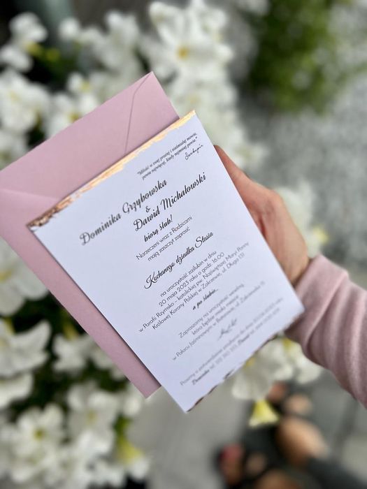 Zaproszenie ślubne złocone, jednokartkowe HIT