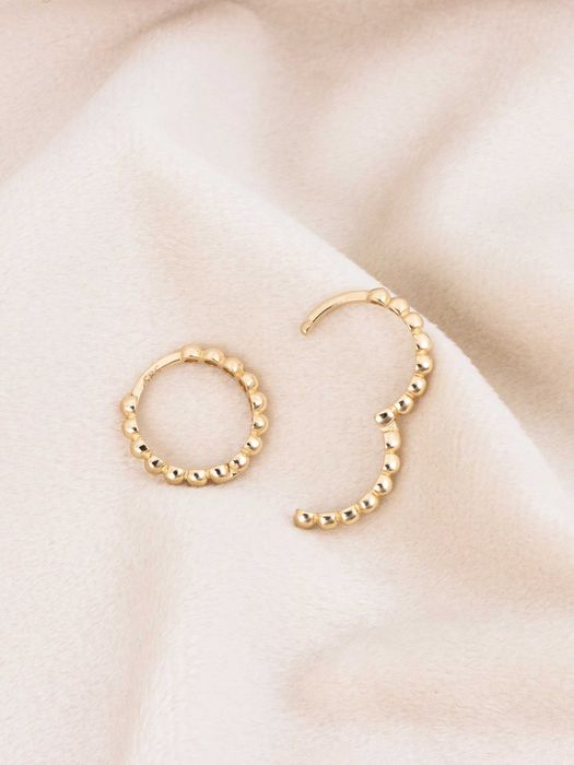 Złote kolczyki 585, koła z kuleczek 15 mm