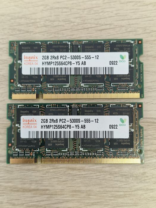 2 x 2GB RAM DDR2 Portátil