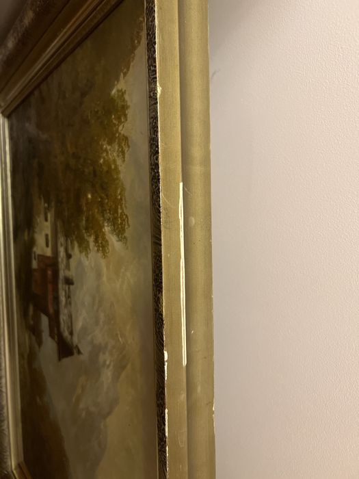 Obraz z ramą . Widok chaty w górach