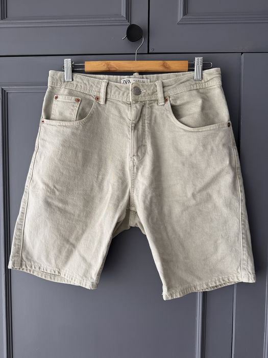 Calções Zara Denim Bege Claro / Cru