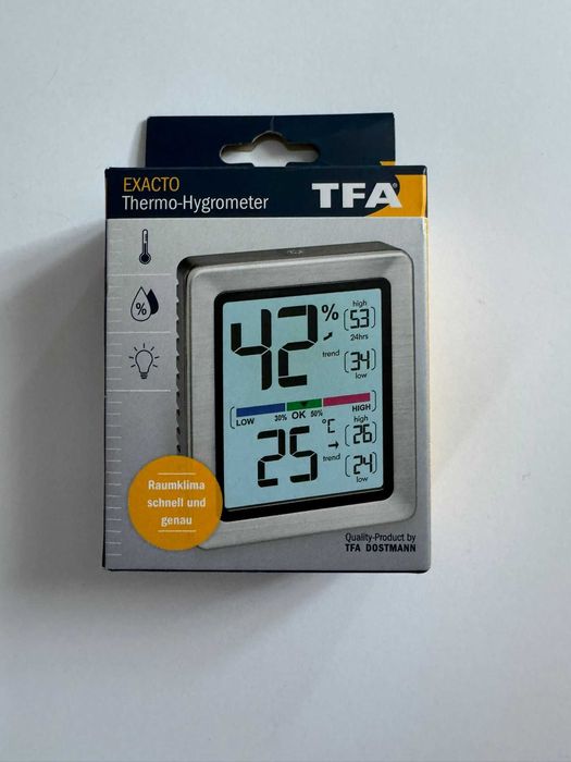 Nowy Termohigrometr na baterie TFA exacto do pomiarów parametrów