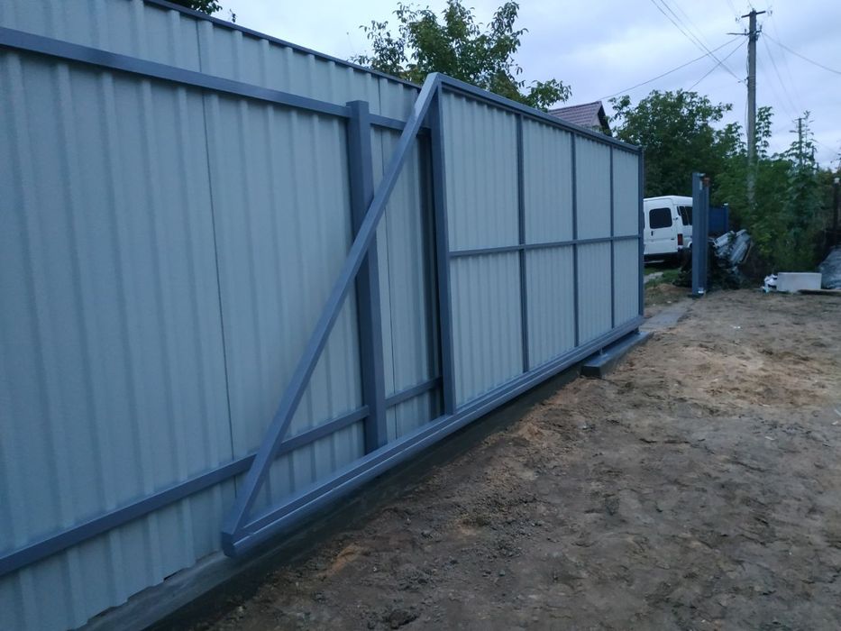 Забор из профнастила , откатные ворота, автоматика , навеси, калитки,