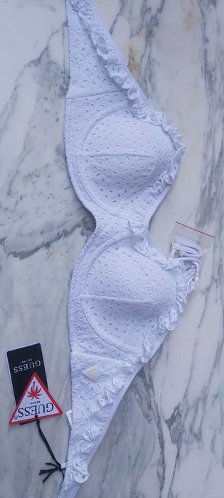 NOWY top koronkowy stanik GUESS ażurowy biały 36 c a073 bikini