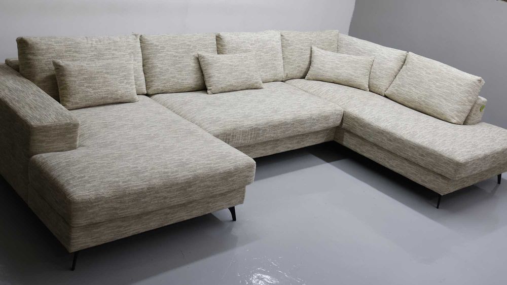 TDJ Nowy wieli narożnik U beżowa tkanina rogówka kanapa boucle sofa