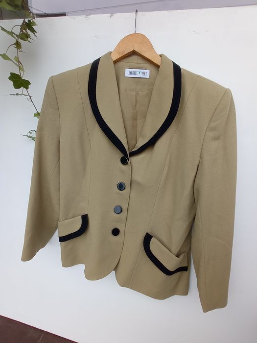 Żakiet chanelka vintage 42 XL retro oliwkowy