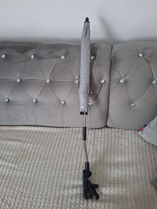 Parasol parasolka parasoleczka uniwersalny uchwyt siwa szara bdb