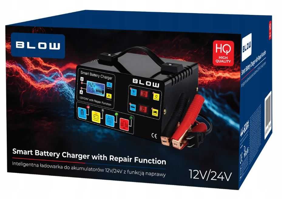 Prostownik Samochodowy Automatyczny Funkcja Napraw Akumulator 12V 24V