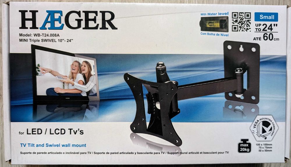 Suporte TV HÆGER Articulado Inclinável 10"-24"