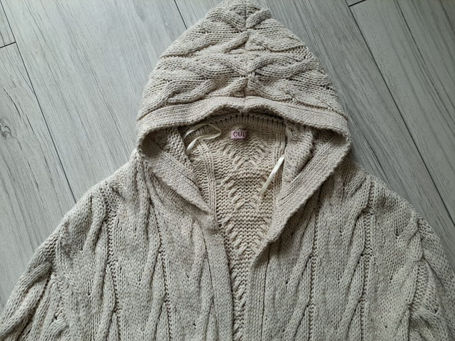 CULT długi kardigan XXL z kapturem