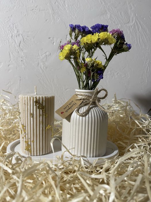 Набори подарункові свічки в гіпсових кашпо