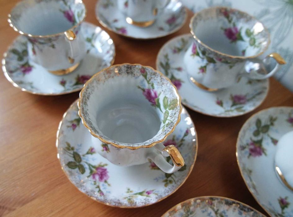 Zestaw kawowy Chodzież róża filiżanki mlecznik cukiernica