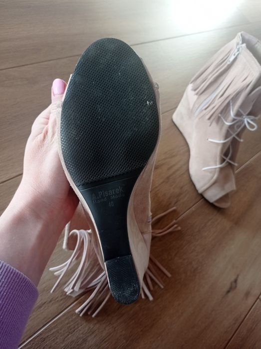 Buty botki Pudrowy róż A.Pisarek skóra  Zara 40