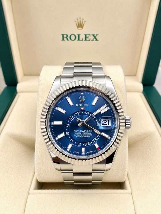 ROLEX SKY-DWELLER 42 MM - Stal i białe złoto / Niebieska tarcza