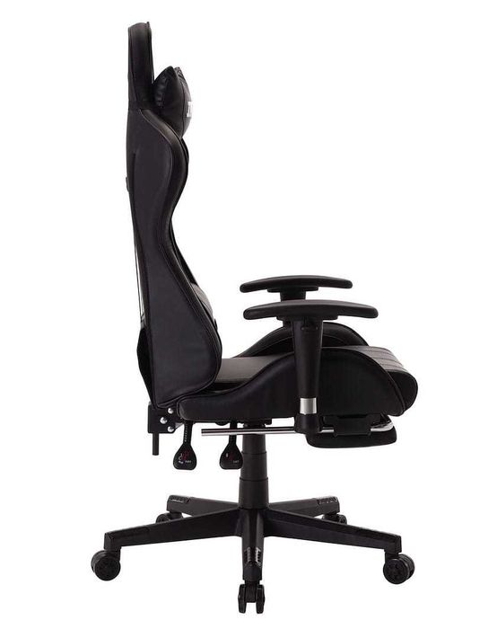 Fotel Gracza Infini series No.16 BLACK, krzesło gamingowe z podnóżkiem